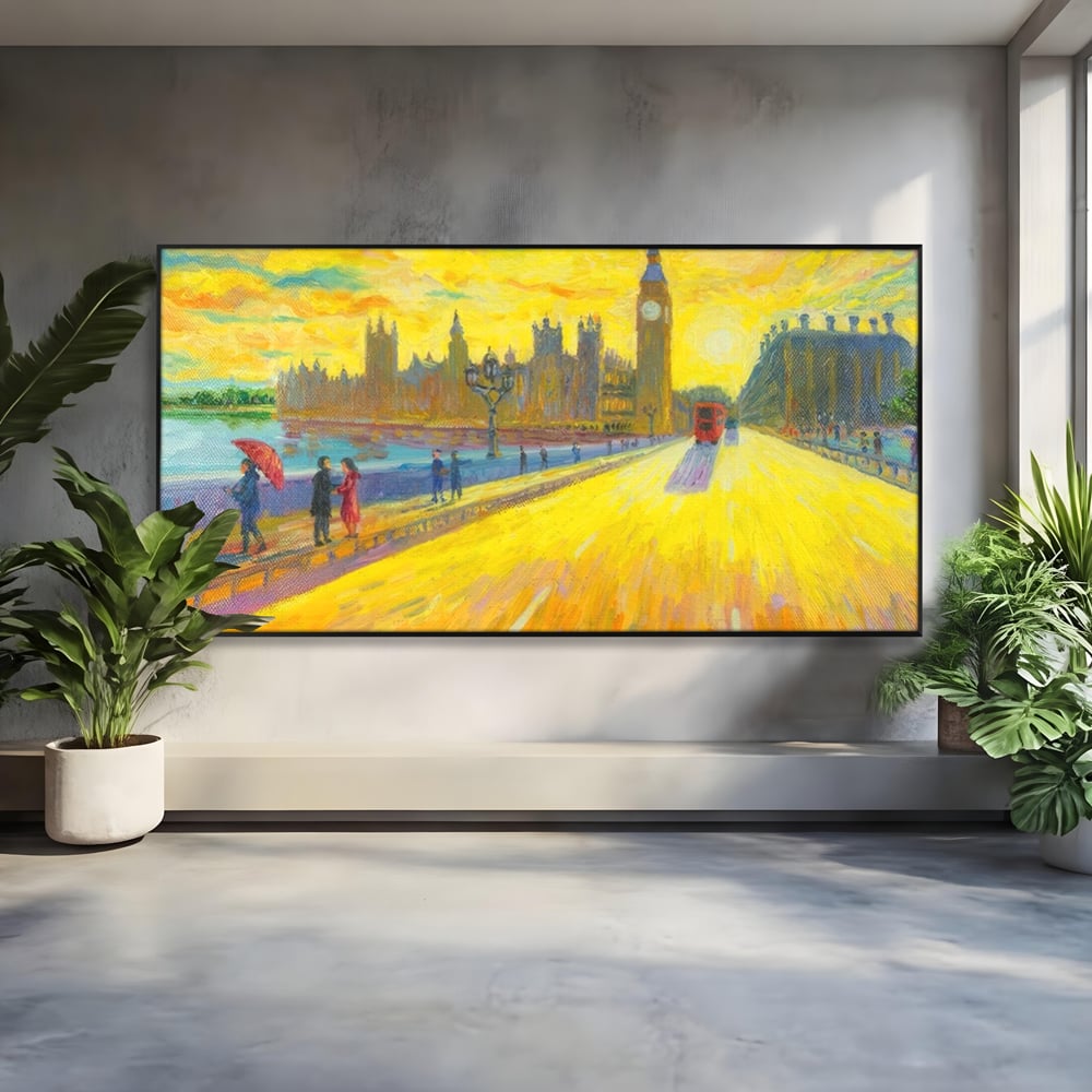Tablou canvas cu tablou canvas cu londra si big ben, in rama de aluminiu negru