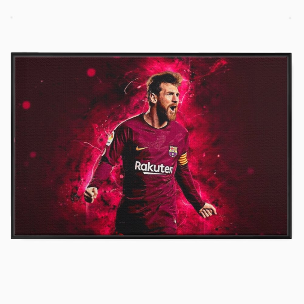 Tablou canvas cu tablou canvas cu lionel messi, in rama de aluminiu negru