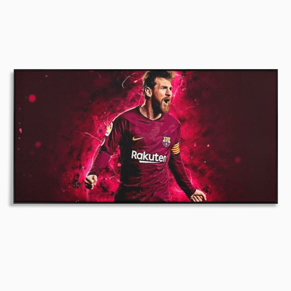 Tablou canvas cu tablou canvas cu lionel messi, in rama de aluminiu negru