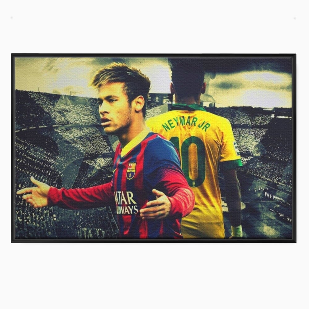 Tablou canvas cu tablou canvas cu fotbalistul neymar, in rama de aluminiu negru