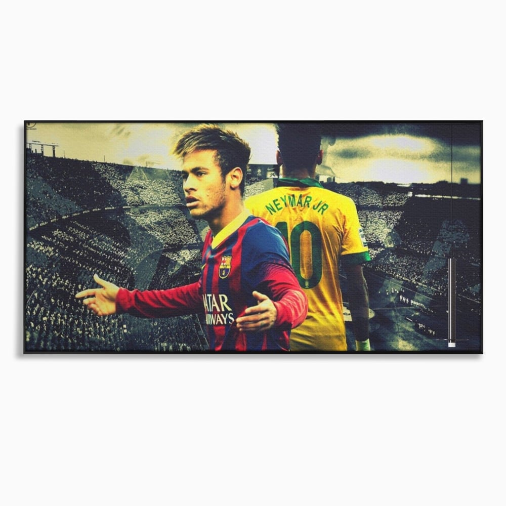 Tablou canvas cu tablou canvas cu fotbalistul neymar, in rama de aluminiu negru