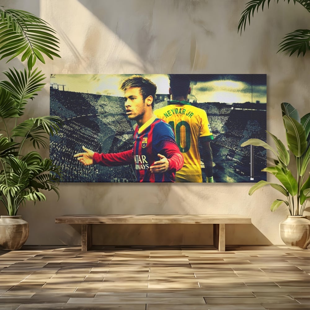 Tablou canvas cu tablou canvas cu fotbalistul neymar, fara rama, pe sasiu de lemn