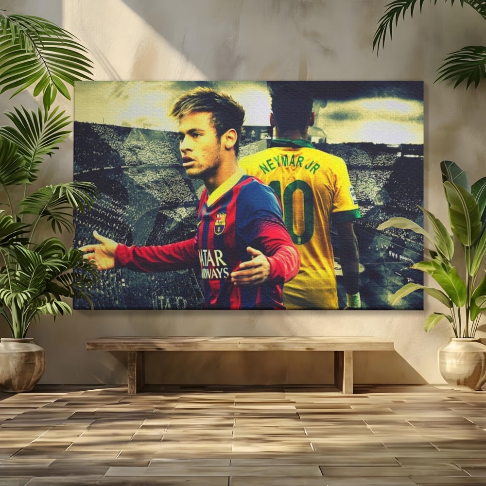Tablou canvas cu tablou canvas cu fotbalistul neymar, fara rama, pe sasiu de lemn