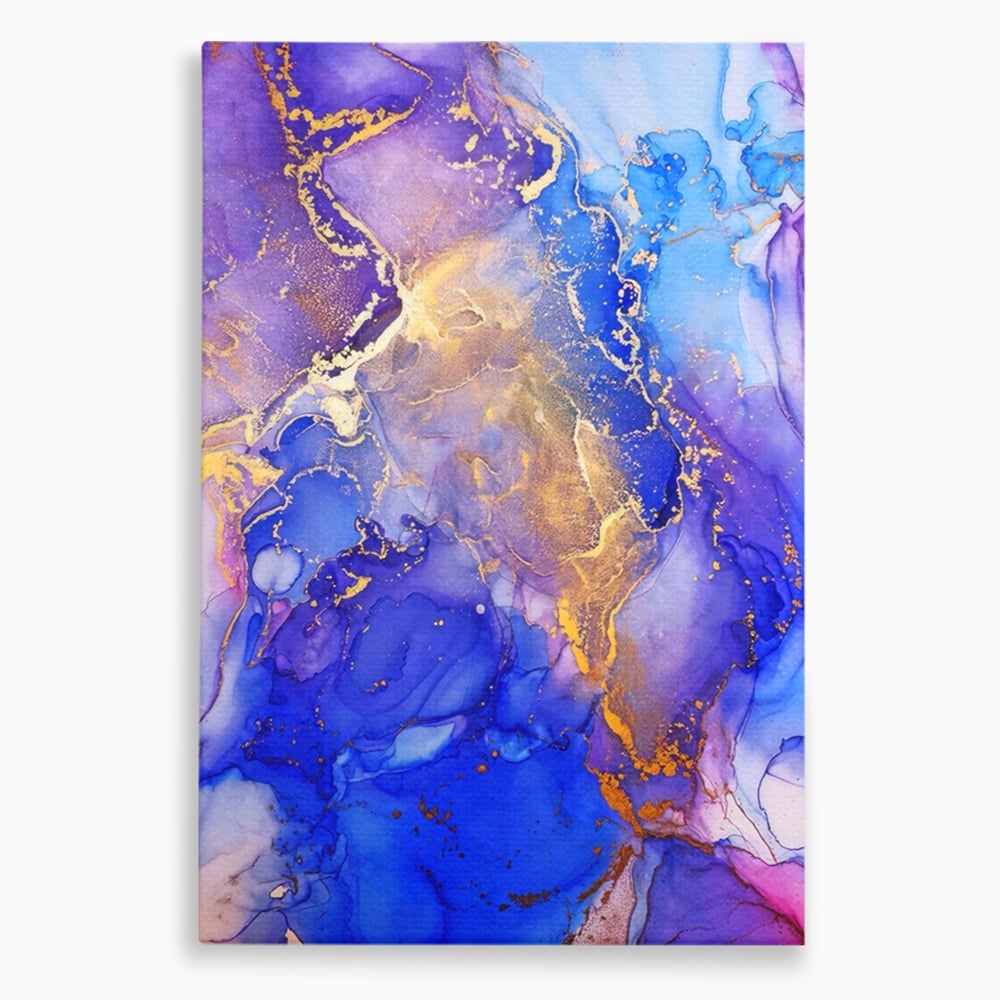 Tablou canvas cu pictura abstracta cu efect de marmura, fara rama, pe sasiu de lemn