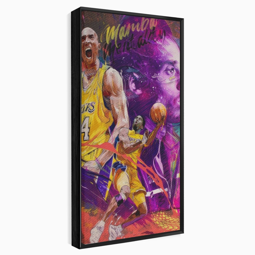 Tablou canvas cu tablou canvas cu kobe bryant, in rama de aluminiu negru