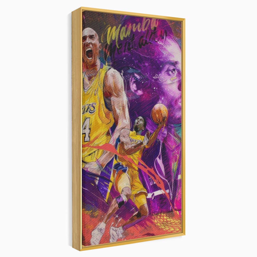 Tablou canvas cu tablou canvas cu kobe bryant, in rama de aluminiu auriu