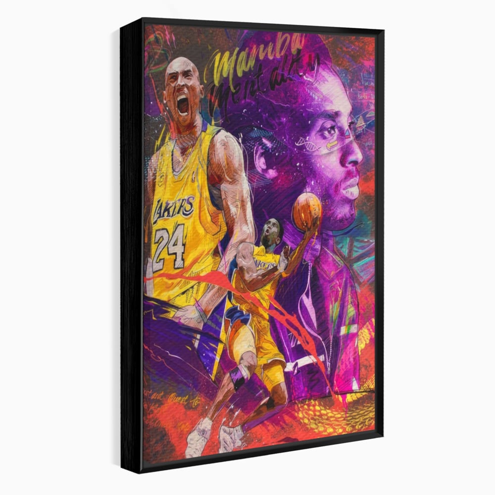 Tablou canvas cu tablou canvas cu kobe bryant, in rama de aluminiu negru