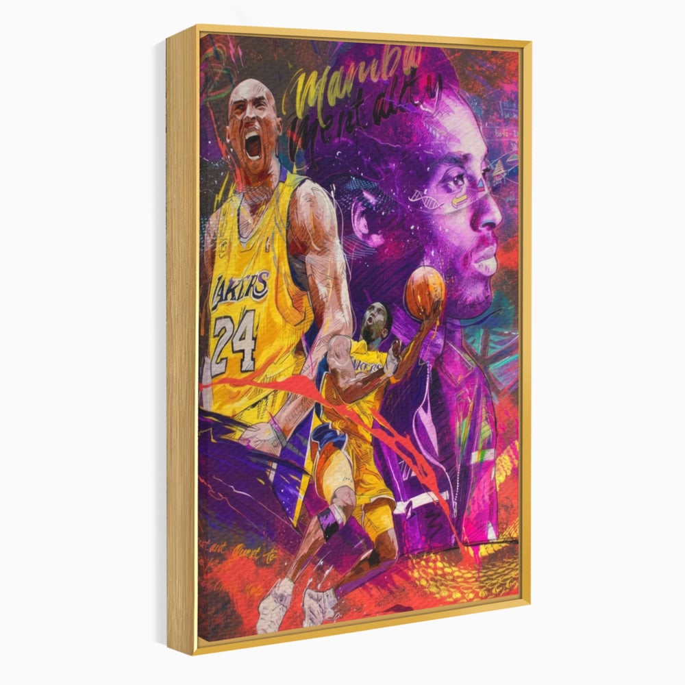 Tablou canvas cu tablou canvas cu kobe bryant, in rama de aluminiu auriu