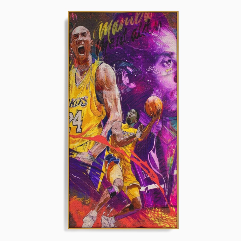 Tablou canvas cu tablou canvas cu kobe bryant, in rama de aluminiu auriu