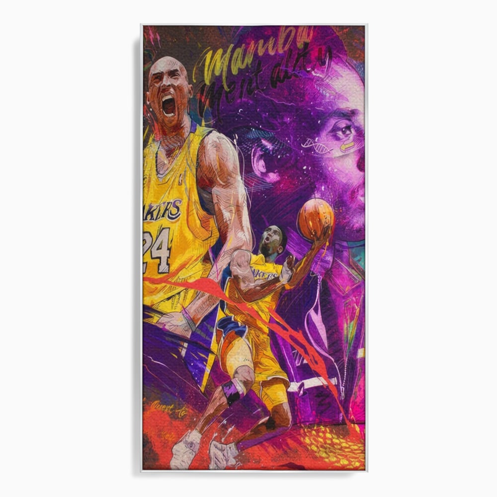 Tablou canvas cu tablou canvas cu kobe bryant, in rama de aluminiu argintiu