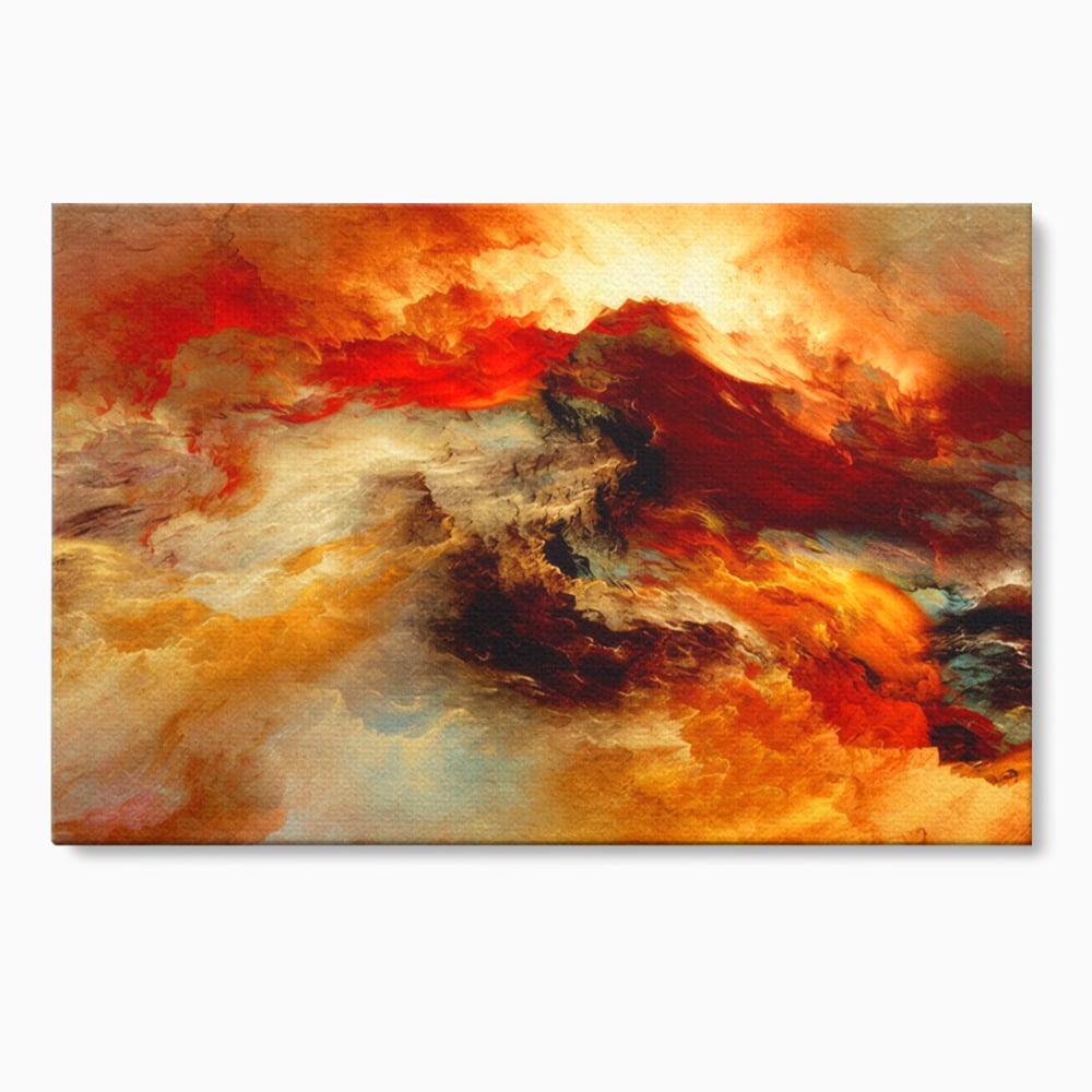 Tablou canvas cu tablou canvas cu compozitie abstracta portocalie, fara rama, pe sasiu de lemn