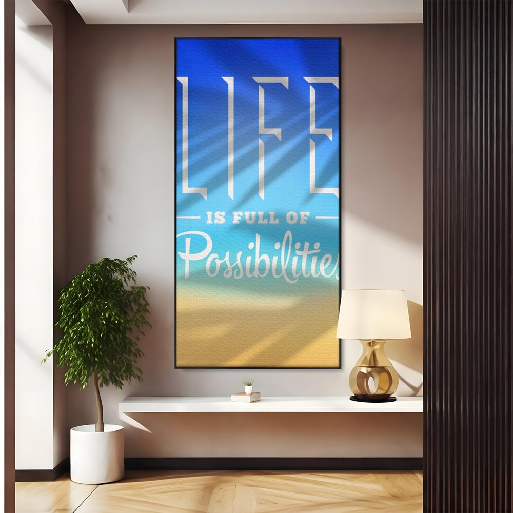 Tablou canvas cu tablou motivational vertical cu mesaj, in rama de aluminiu negru