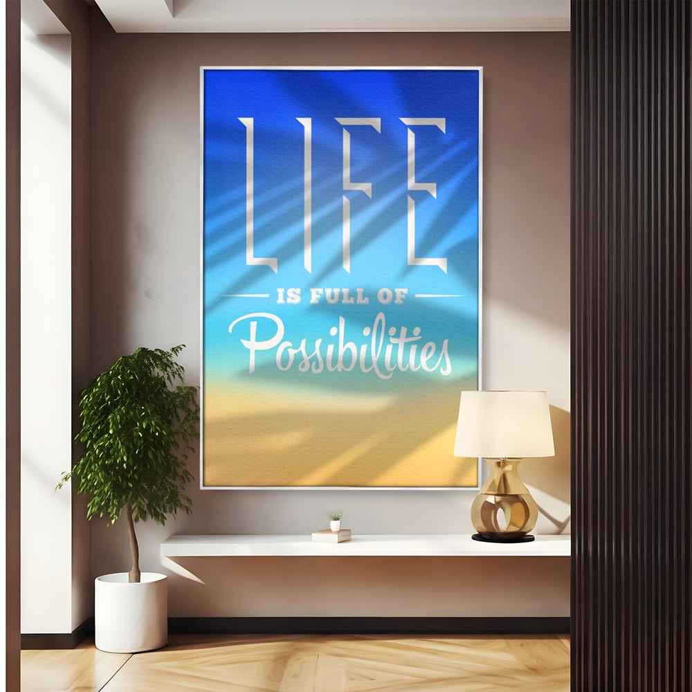 Tablou canvas cu tablou motivational vertical cu mesaj, in rama de aluminiu argintiu