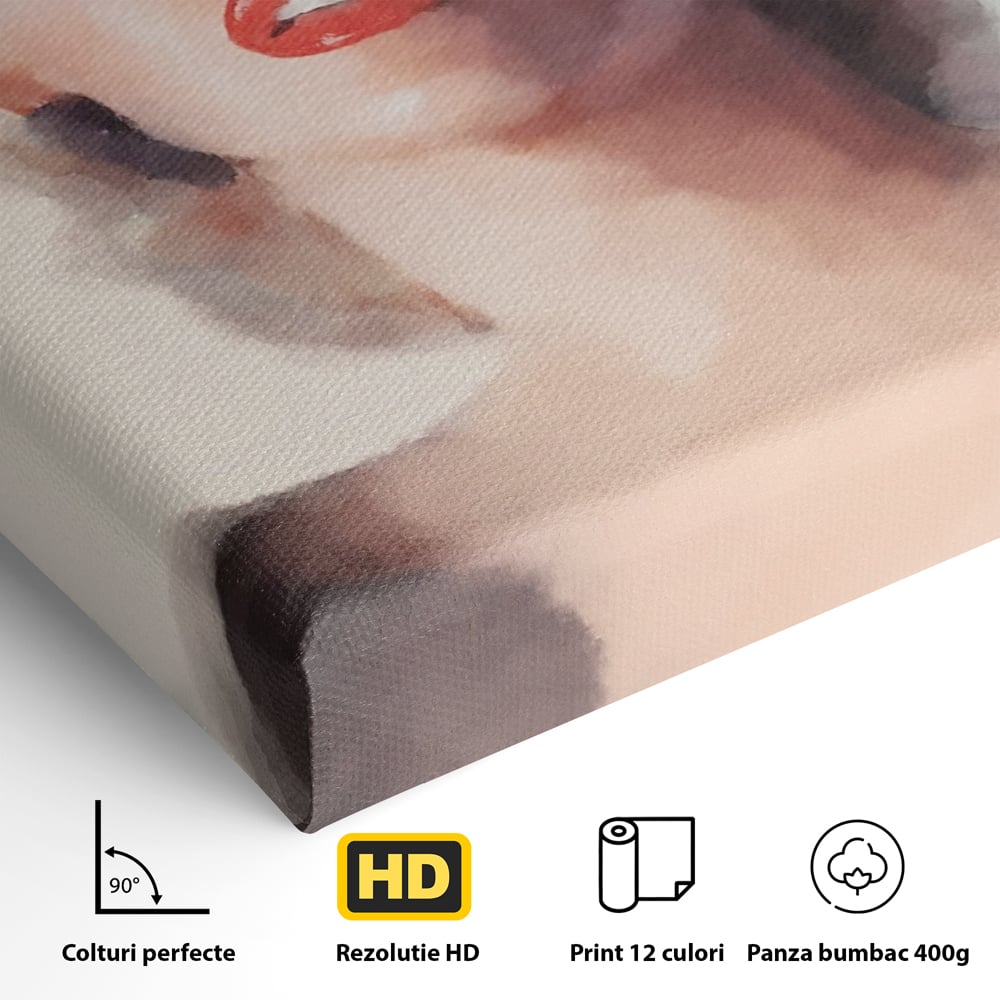 Detaliu al suprafetei: tablou canvas cu marilyn monroe, fara rama, pe sasiu de lemn