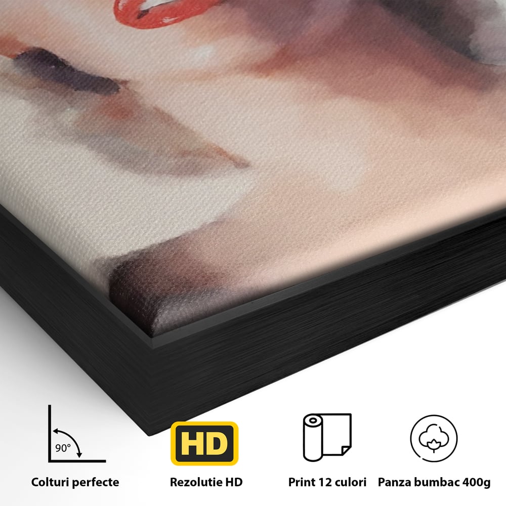 Detaliu al suprafetei: tablou canvas cu marilyn monroe, in rama de aluminiu negru