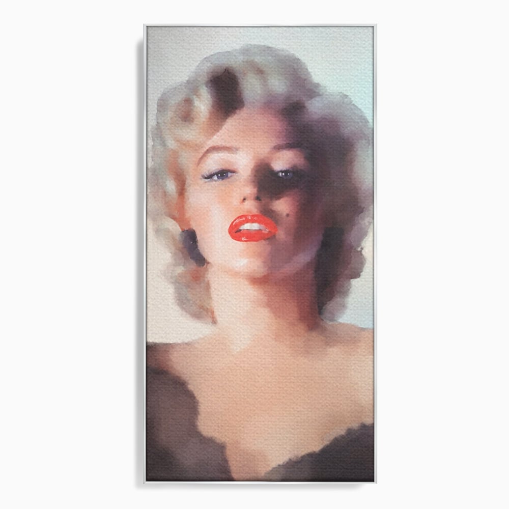 Tablou canvas cu tablou canvas cu marilyn monroe, in rama de aluminiu argintiu