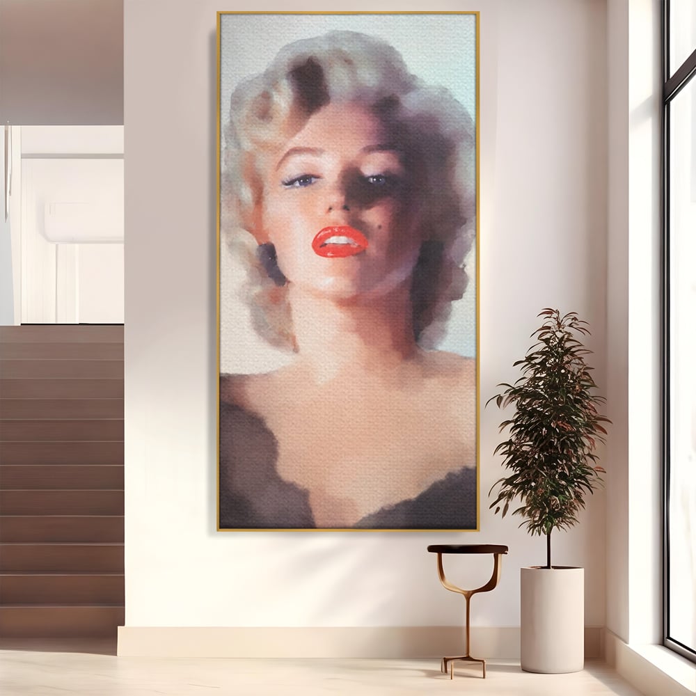 Tablou canvas cu tablou canvas cu marilyn monroe, in rama de aluminiu auriu