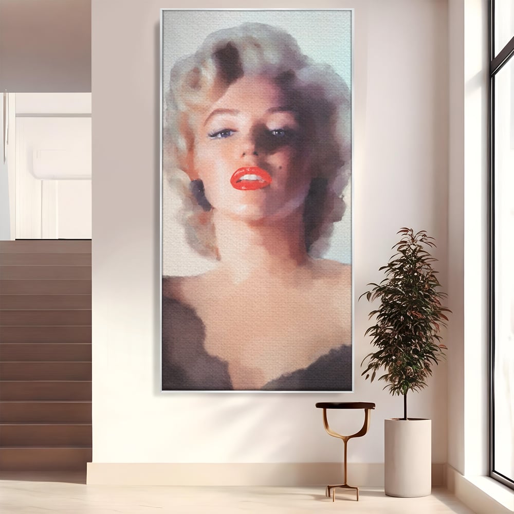 Tablou canvas cu tablou canvas cu marilyn monroe, in rama de aluminiu argintiu
