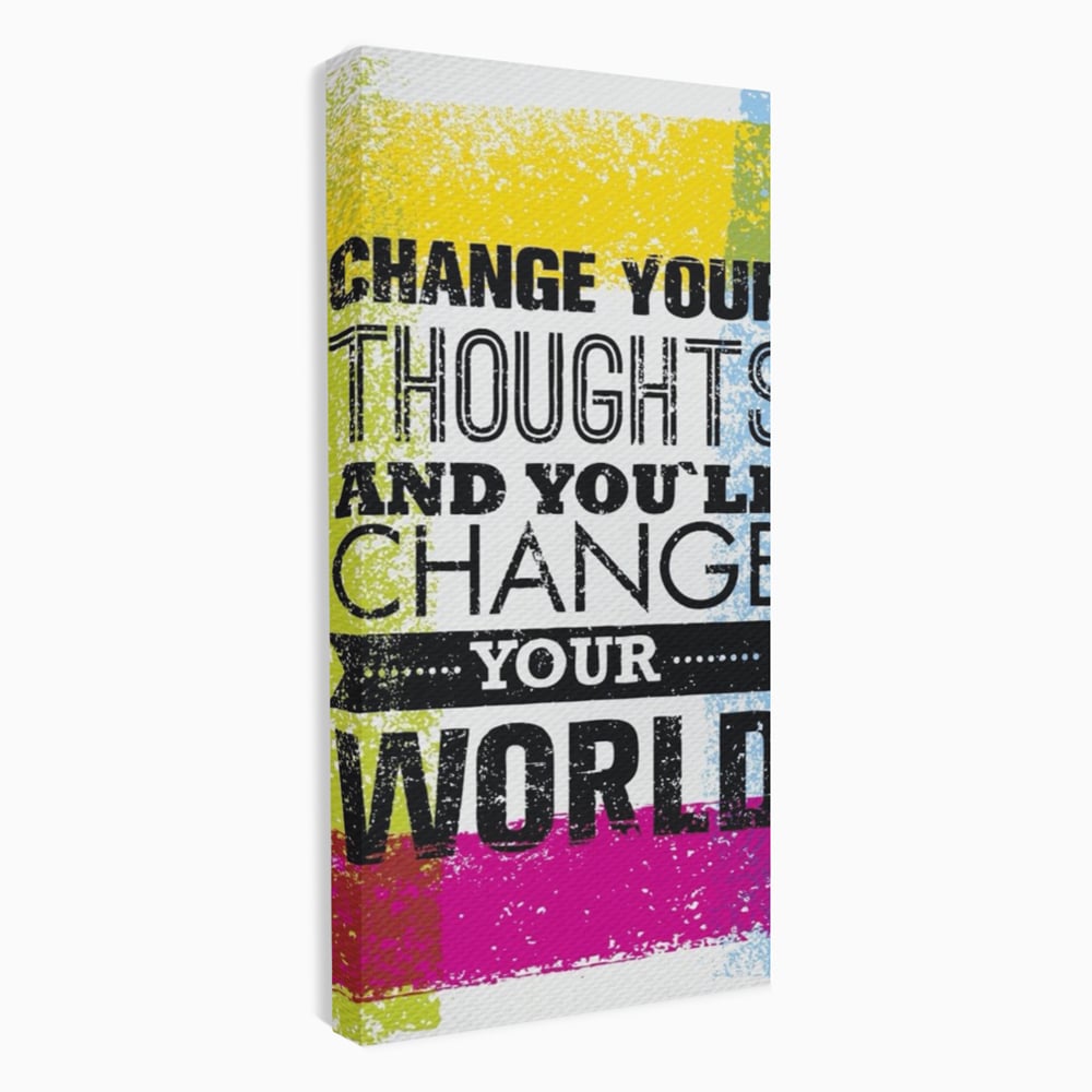 Tablou canvas cu tablou canvas cu mesaj motivational colorat, fara rama, pe sasiu de lemn