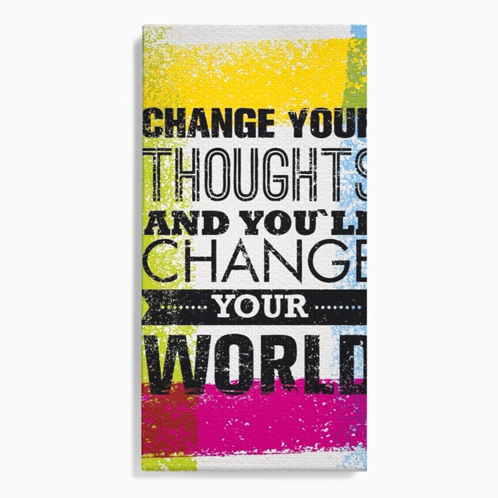 Tablou canvas cu tablou canvas cu mesaj motivational colorat, fara rama, pe sasiu de lemn