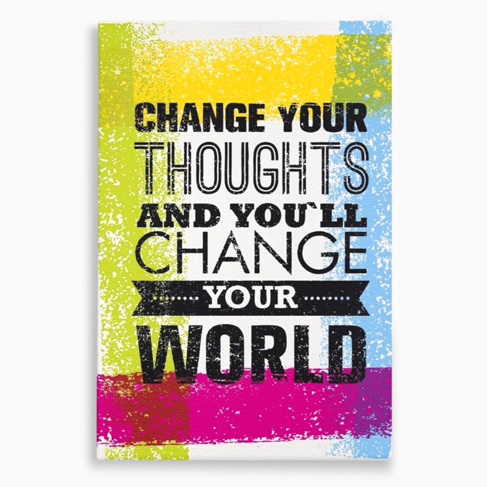 Tablou canvas cu tablou canvas cu mesaj motivational colorat, fara rama, pe sasiu de lemn