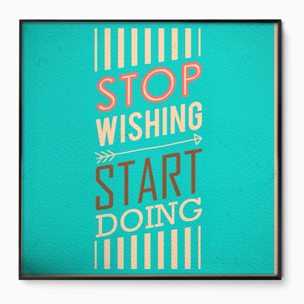 Tablou canvas cu tablou motivational cu mesaj tipografic, in rama de aluminiu negru