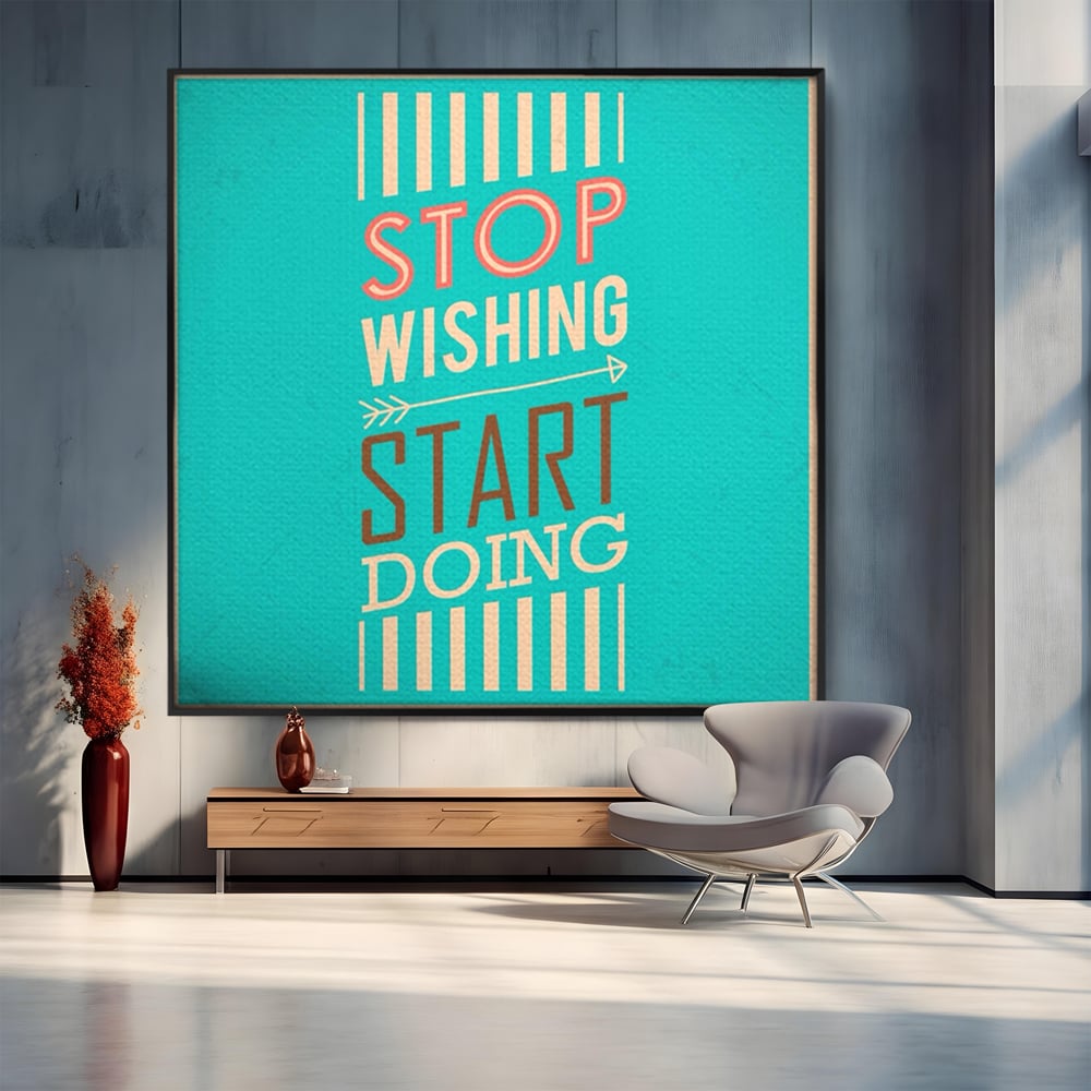 Tablou canvas cu tablou motivational cu mesaj tipografic, in rama de aluminiu negru