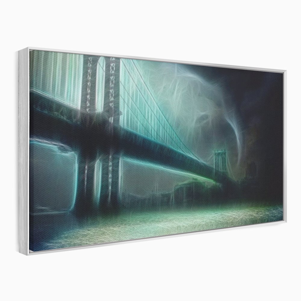 Tablou canvas cu tablou canvas cu pod suspendat pe furtuna, in rama de aluminiu argintiu