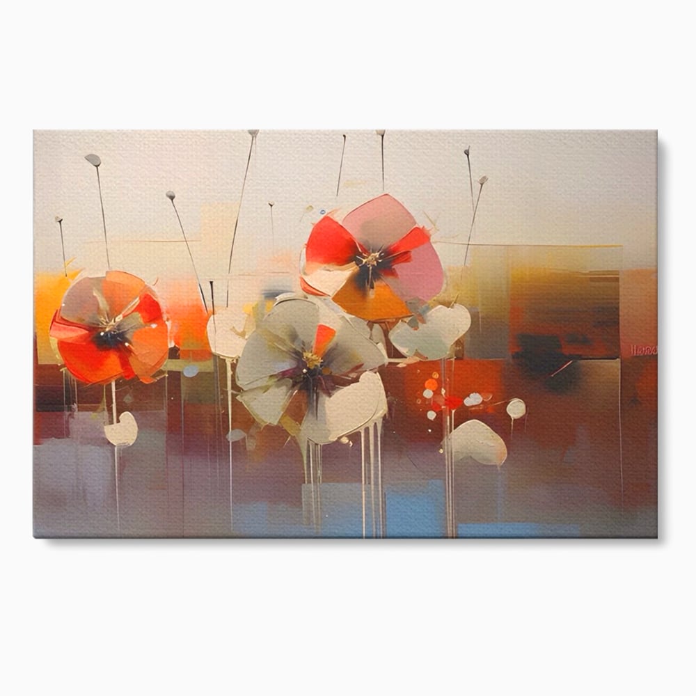 Tablou canvas cu tablou canvas cu pictura florala abstracta, fara rama, pe sasiu de lemn