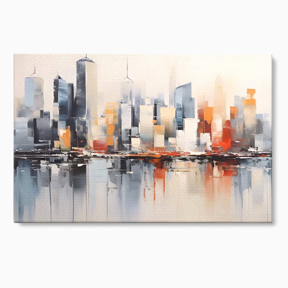 Tablou canvas cu tablou canvas cu peisaj urban abstract, fara rama, pe sasiu de lemn