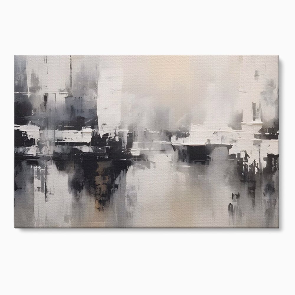 Tablou canvas cu tablou canvas cu peisaj urban abstract gri, fara rama, pe sasiu de lemn