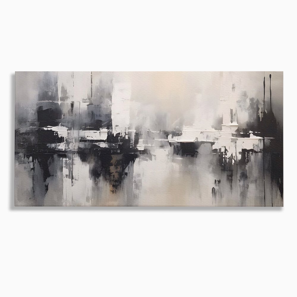 Tablou canvas cu tablou canvas cu peisaj urban abstract gri, fara rama, pe sasiu de lemn