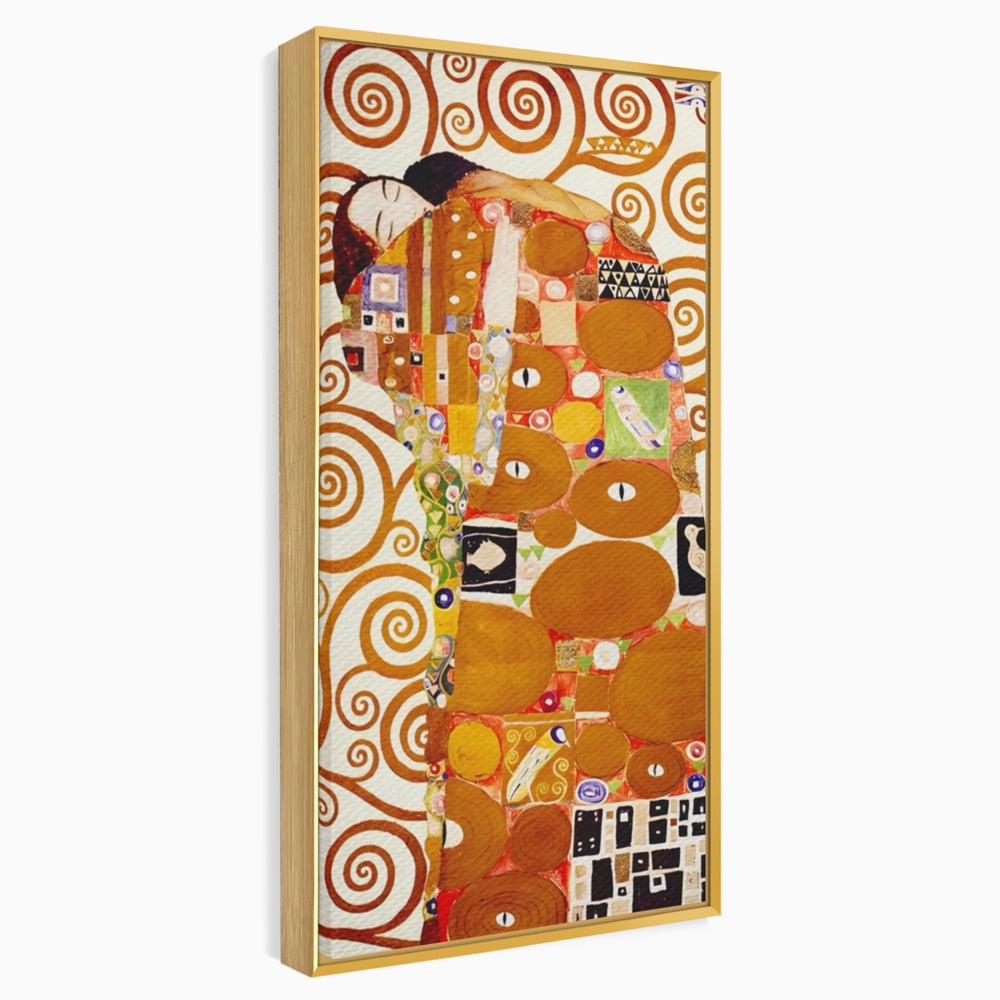 Tablou canvas cu tablou canvas cu pictura in stilul lui klimt, in rama de aluminiu auriu
