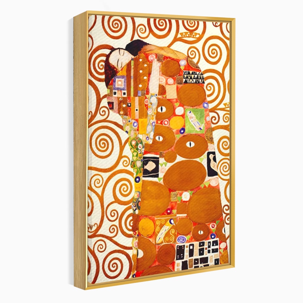 Tablou canvas cu tablou canvas cu pictura in stilul lui klimt, in rama de aluminiu auriu