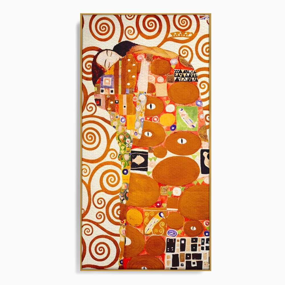 Tablou canvas cu tablou canvas cu pictura in stilul lui klimt, in rama de aluminiu auriu