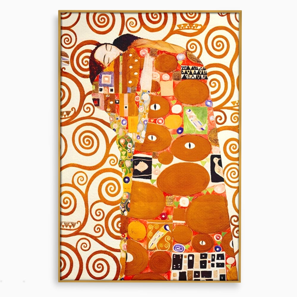 Tablou canvas cu tablou canvas cu pictura in stilul lui klimt, in rama de aluminiu auriu