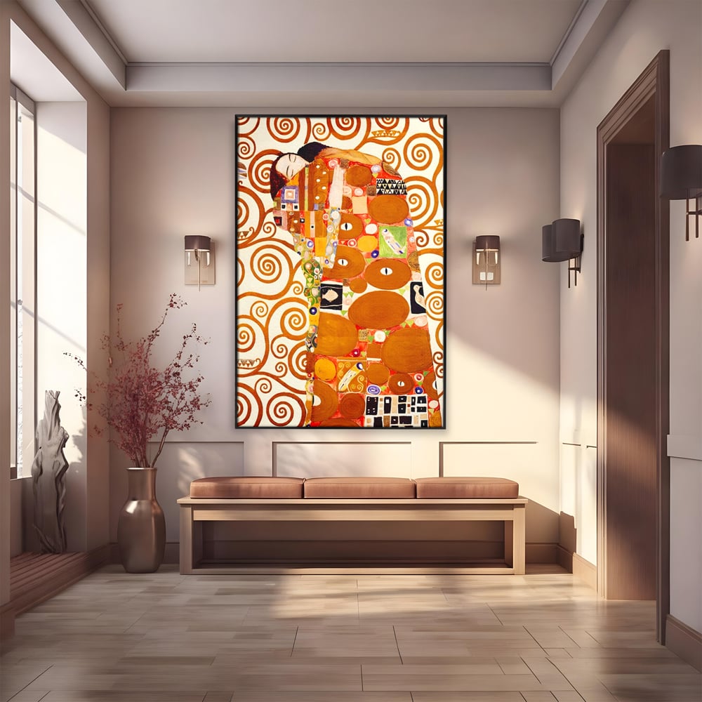 Tablou canvas cu tablou canvas cu pictura in stilul lui klimt, in rama de aluminiu negru