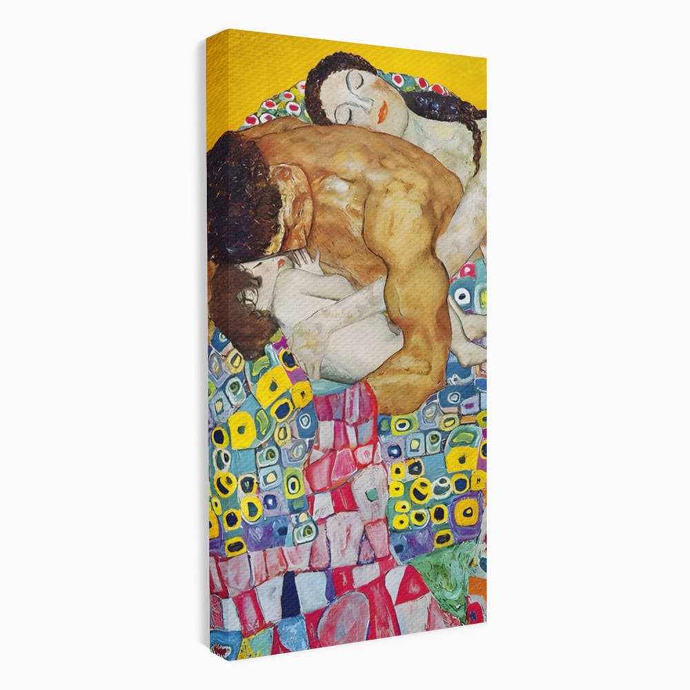 Tablou canvas cu pictura cu familie imbratisata, fara rama, pe sasiu de lemn