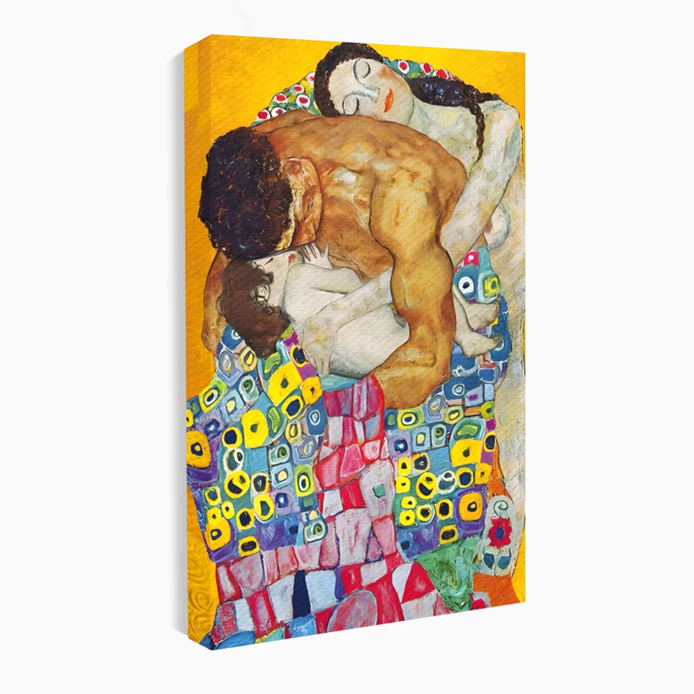 Tablou canvas cu pictura cu familie imbratisata, fara rama, pe sasiu de lemn