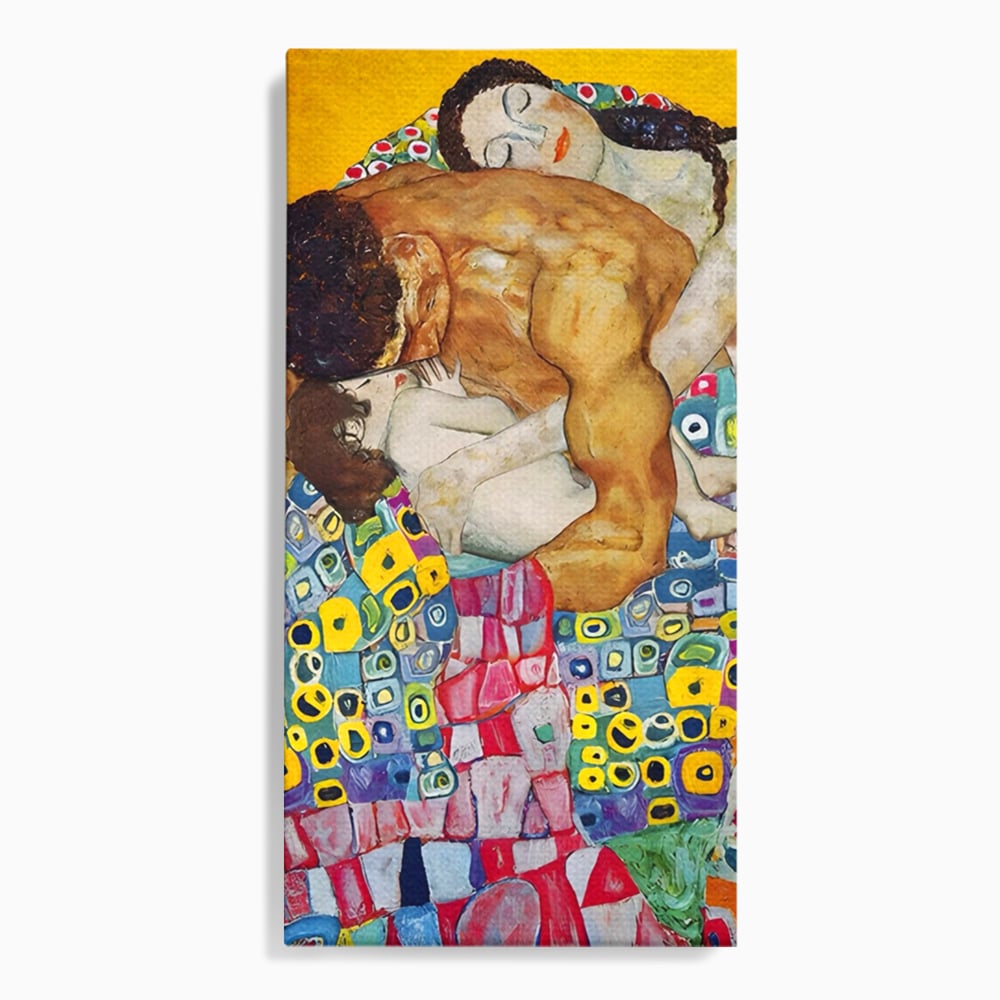 Tablou canvas cu pictura cu familie imbratisata, fara rama, pe sasiu de lemn