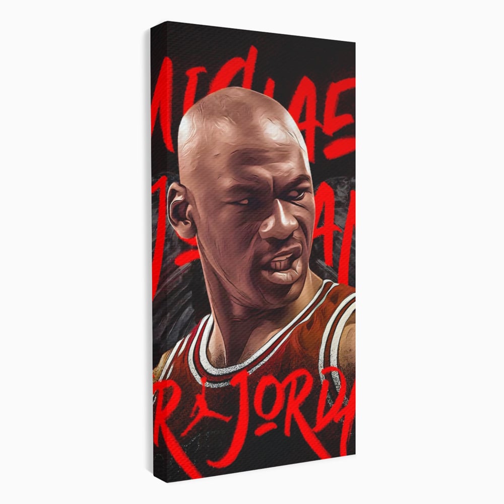 Tablou canvas cu portret grafic cu michael jordan, fara rama, pe sasiu de lemn