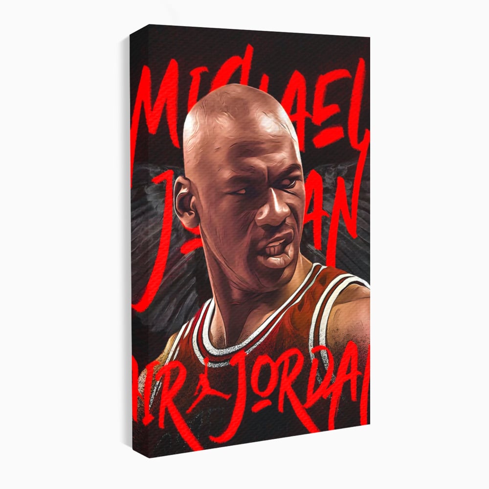 Tablou canvas cu portret grafic cu michael jordan, fara rama, pe sasiu de lemn