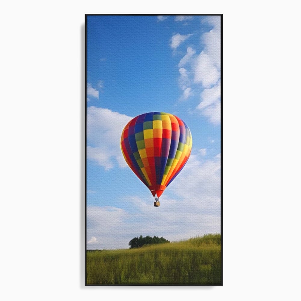 Tablou canvas cu tablou canvas cu balon cu aer cald, in rama de aluminiu negru