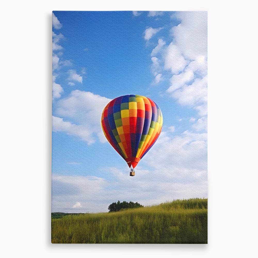 Tablou canvas cu tablou canvas cu balon cu aer cald, fara rama, pe sasiu de lemn