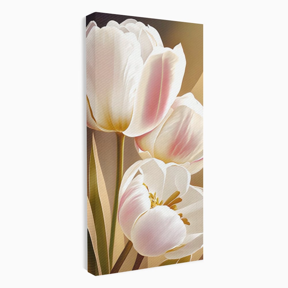 Tablou canvas cu tablou canvas cu trei lalele, fara rama, pe sasiu de lemn