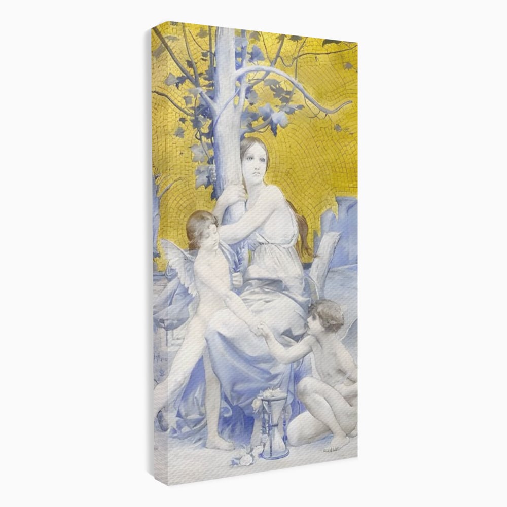 Tablou canvas cu tablou canvas cu mama ingeri si copac, fara rama, pe sasiu de lemn