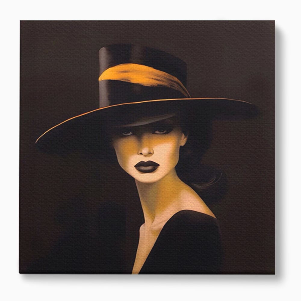 Tablou canvas cu tablou canvas cu femeie misterioasa, fara rama, pe sasiu de lemn