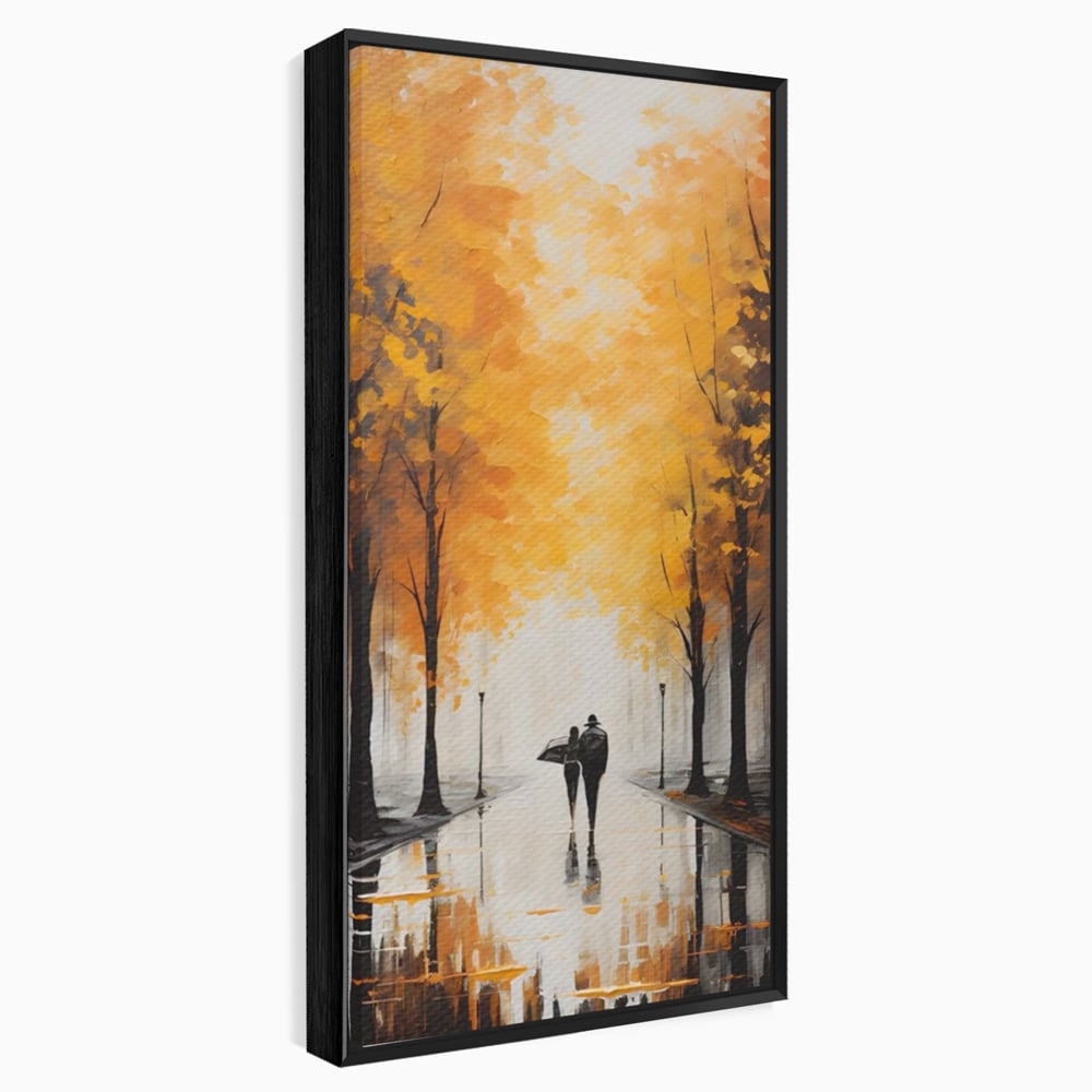 Tablou canvas cu tablou canvas cuplu sub umbrela, in rama de aluminiu negru