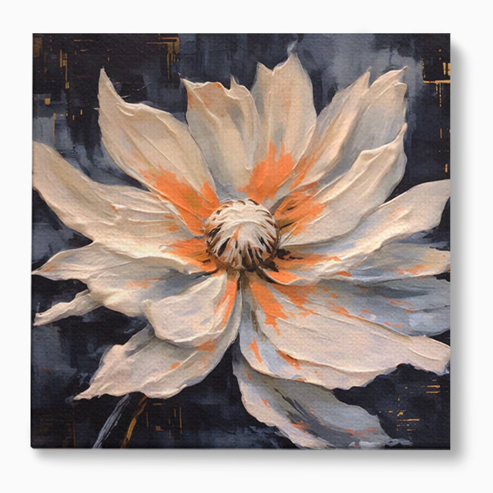 Tablou canvas cu tablou canvas cu floare texturata, fara rama, pe sasiu de lemn