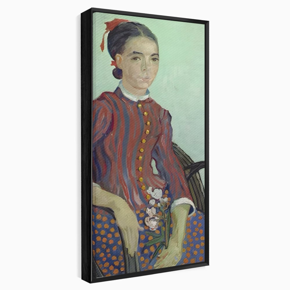 Tablou canvas cu reproducere pictura portret feminin, in rama de aluminiu negru